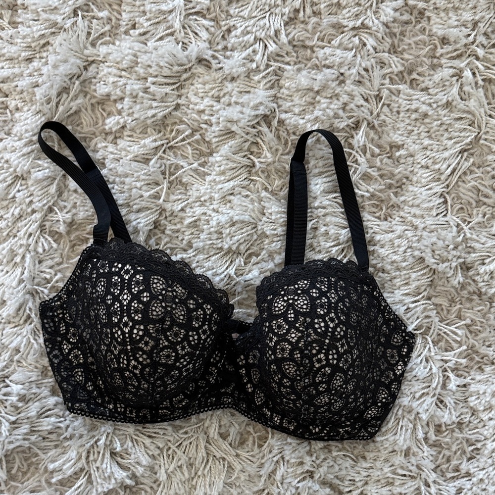 Victoria's Secret Dream Angels Black Lace Bra 34DD - Picture 1 of 4